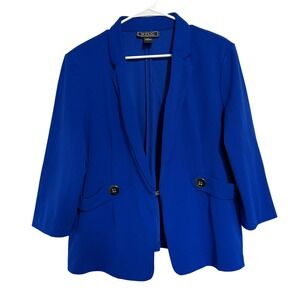NYCC New York Clothing Co Royal Blue 3/4 Sleeve Hook Eye Blazer Jacket XL